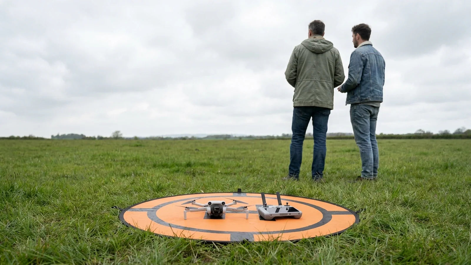 DJI Mini 4 Pro in an open low-interference area before compass calibration