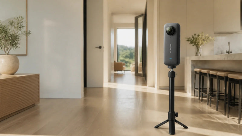 Insta360 X3 documenting a modern property interior for a controlled 360 evidence test