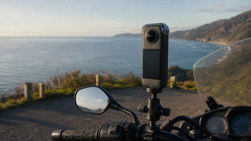 Insta360 X4 mounted for a premium coastal 360 capture and evidence review