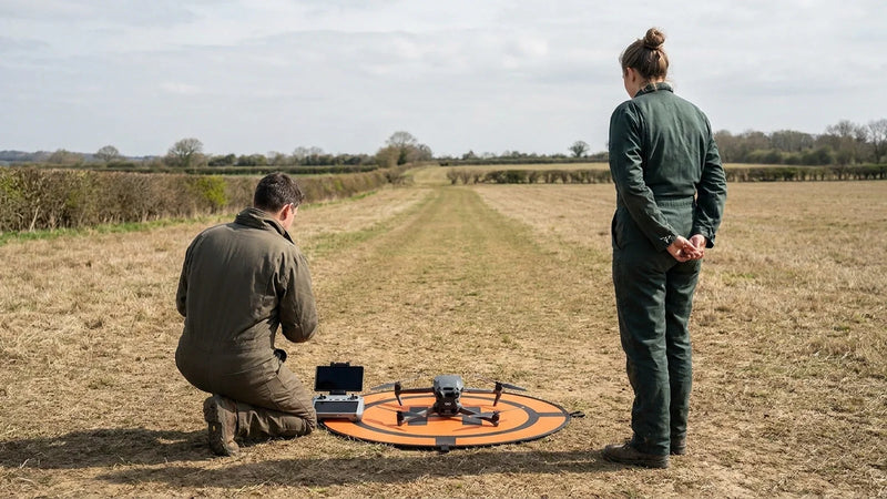 DJI Mavic 3 and controller prepared for a legal line-of-sight signal assessment