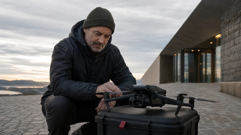DJI Mavic 3 Pro prepared for a professional lesson on camera sensors gimbal stabilization and payload evidence