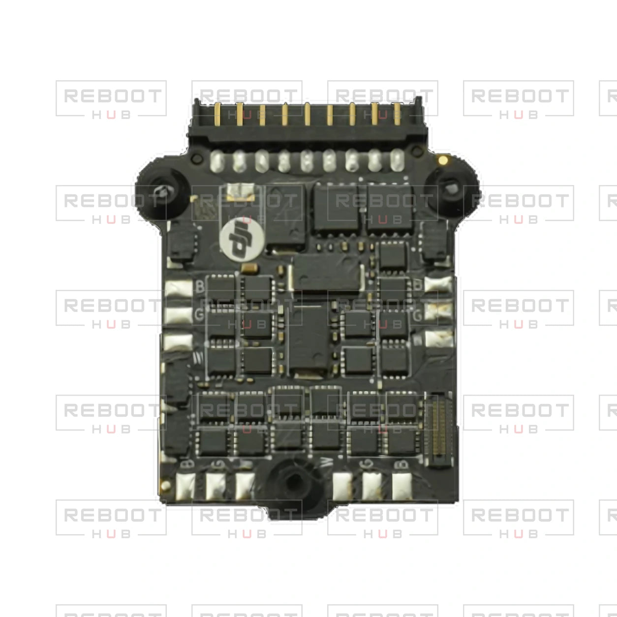 OEM-pulled DJI Air 3 ESC Board on white with Reboot Hub watermark overlay — source view 3