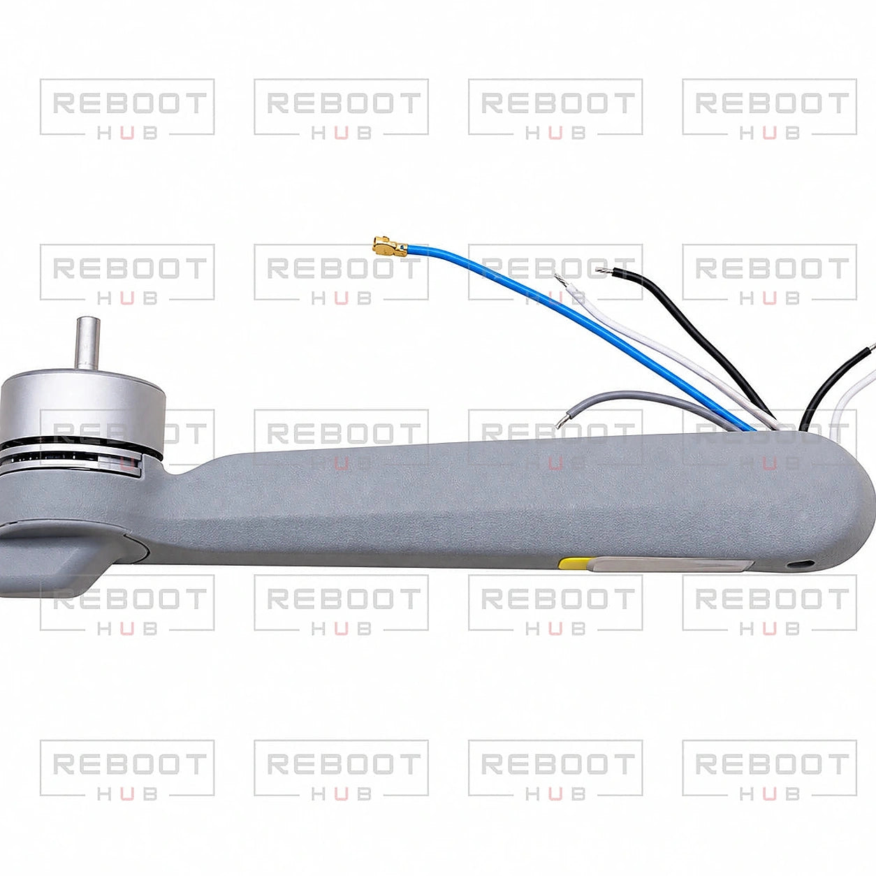 DJI Air 2S Rear Right Arm Module close detail view on white with Reboot Hub watermark overlay
