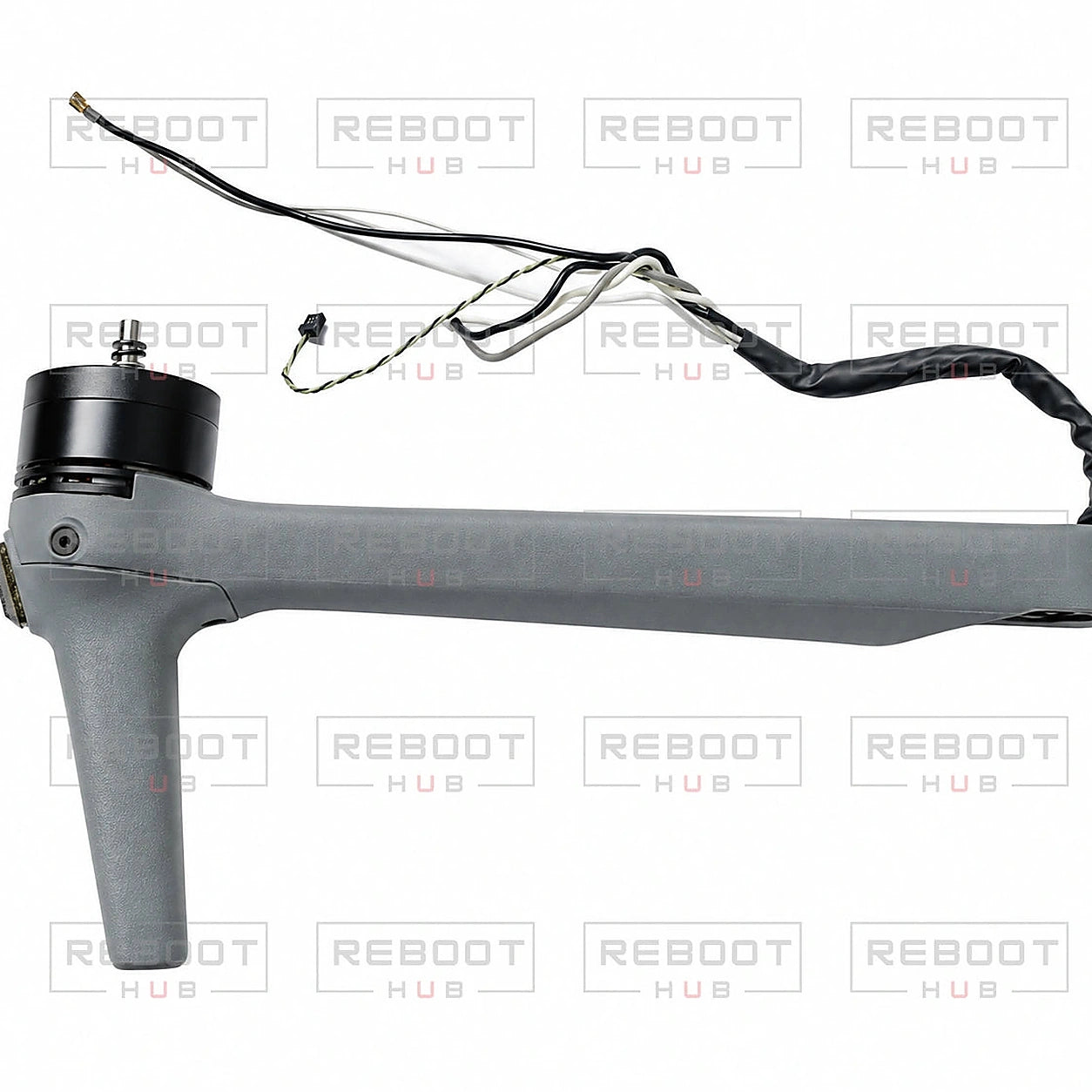 DJI Air 3 Front Arm Right close detail view on white with Reboot Hub watermark overlay