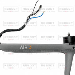 DJI Air 3 Front Arm Left close detail view on white with Reboot Hub watermark overlay