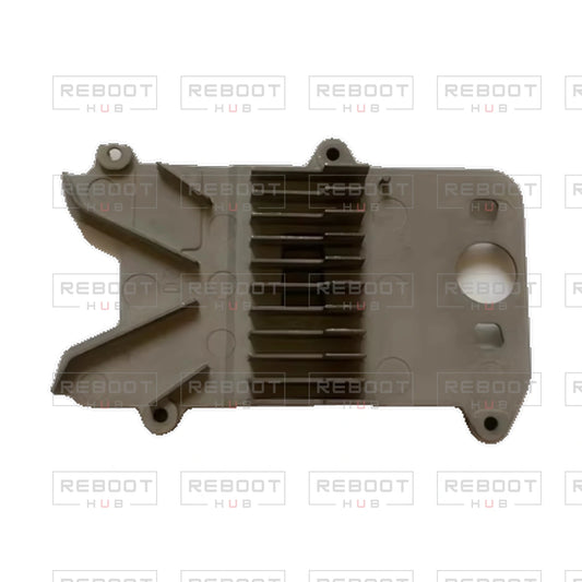 OEM-pulled DJI Air 2S Motherboard Heat Sink on white with Reboot Hub watermark overlay — source view 1