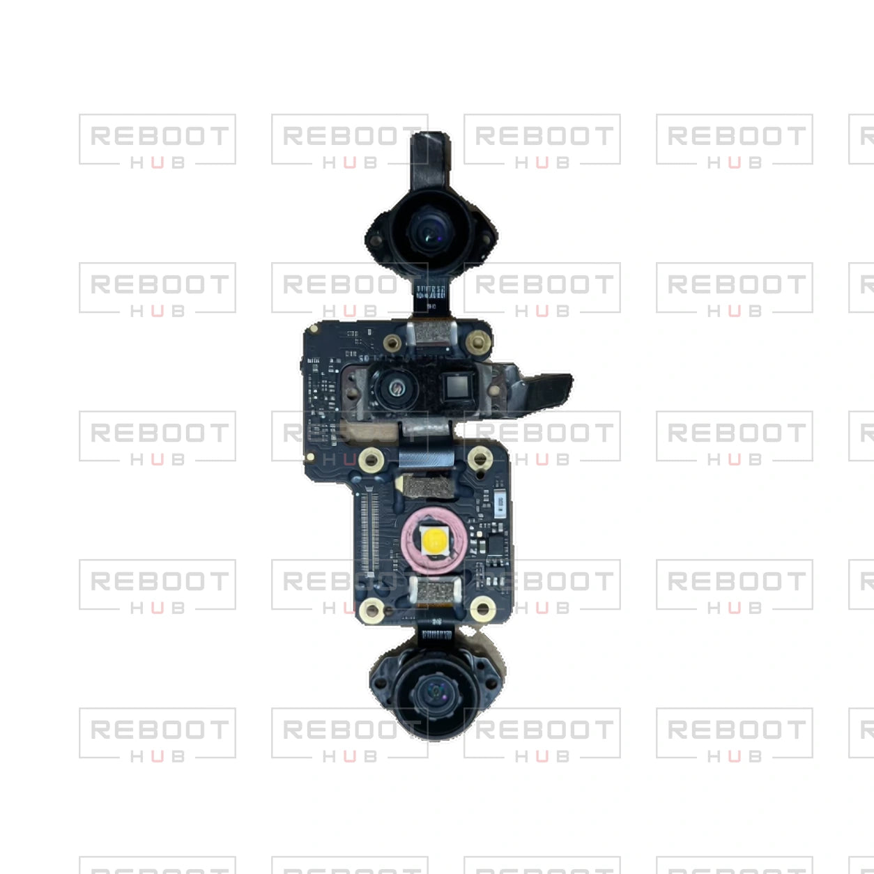OEM-pulled DJI Air 3S Downward Vision Module on white with Reboot Hub watermark overlay — source view 2