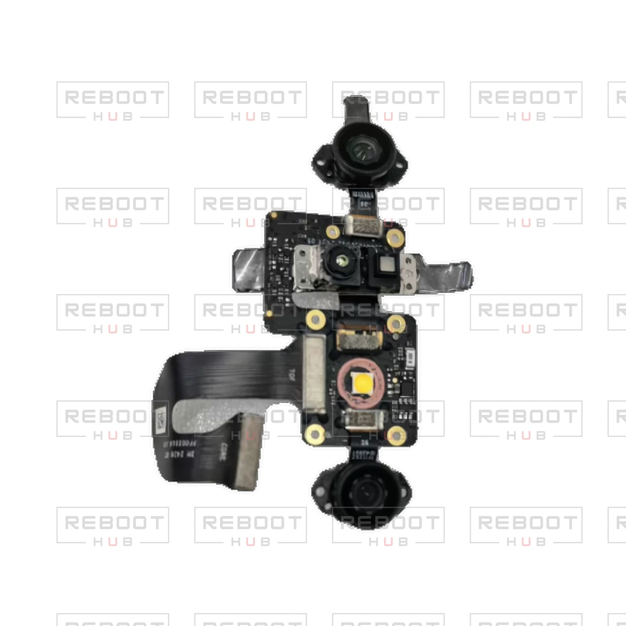 OEM-pulled DJI Air 3S Downward Vision Module on white with Reboot Hub watermark overlay — source view 3