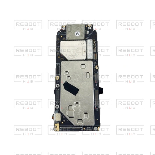 OEM-pulled DJI Air 3S Motherboard on white with Reboot Hub watermark overlay — source view 1