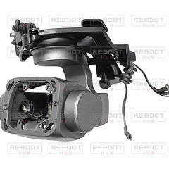 DJI Air 2S Complete Gimbal Arm Assembly Module without Camera Core close detail view on white with Reboot Hub watermark overlay