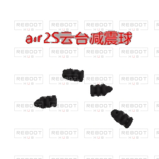 OEM-pulled DJI Air 2S Gimbal Rubber Damper on white with Reboot Hub watermark overlay — source view 1