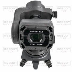 DJI Mavic Air 2 Gimbal Arm Assembly Module close detail view on white with Reboot Hub watermark overlay