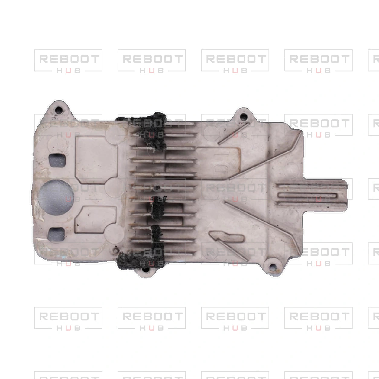 OEM-pulled DJI Mavic Air 2 Motherboard Heat Sink on white with Reboot Hub watermark overlay — source view 5