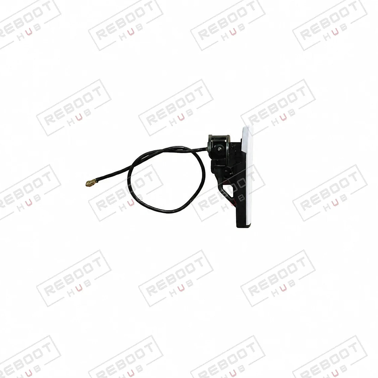 DJI Mavic Air Front Right Landing Gear Antenna close detail view on white with Reboot Hub watermark overlay