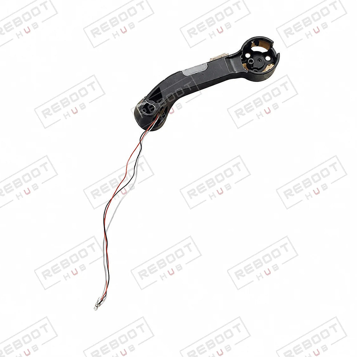 DJI Mavic Air Front Left Arm Shell with LED close detail view on white with Reboot Hub watermark overlay
