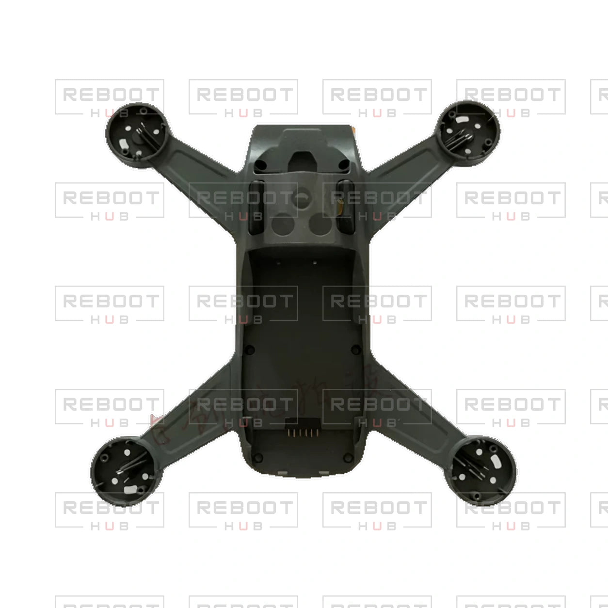 OEM-pulled DJI Spark Middle Frame on white with Reboot Hub watermark overlay — source view 5