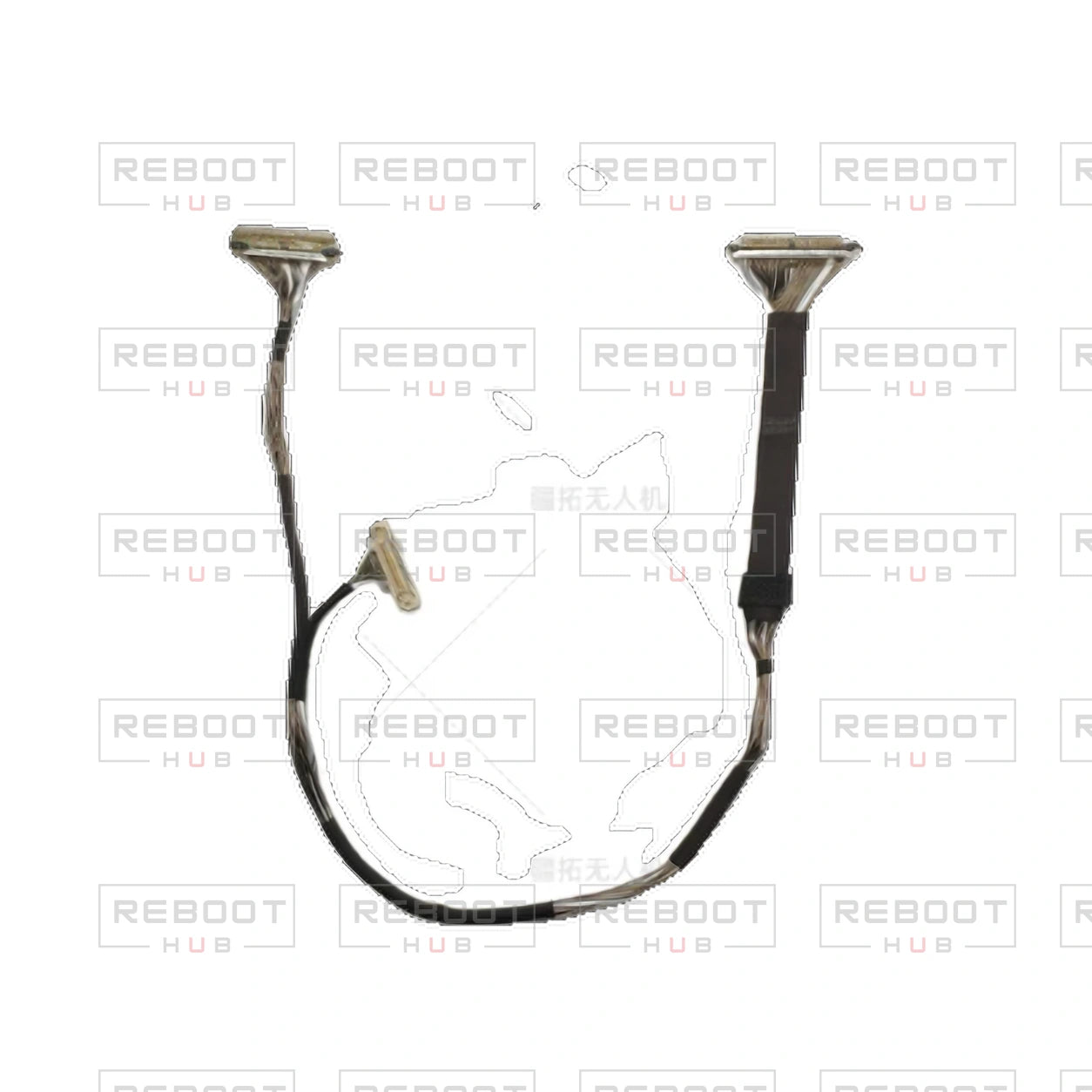 OEM-pulled DJI Air 2S Gimbal PTZ Signal Flexible Flat Cable on white with Reboot Hub watermark overlay — source view 4