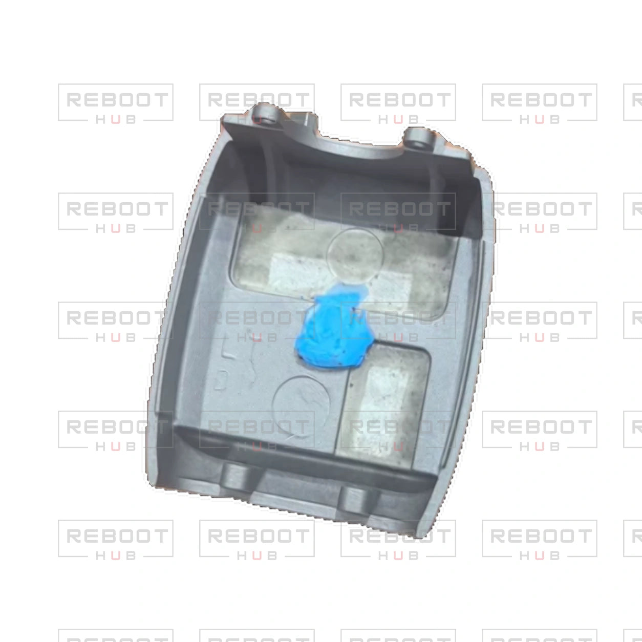 OEM-pulled DJI Mavic Air 2 Gimbal Camera Rear Cover on white with Reboot Hub watermark overlay — source view 3