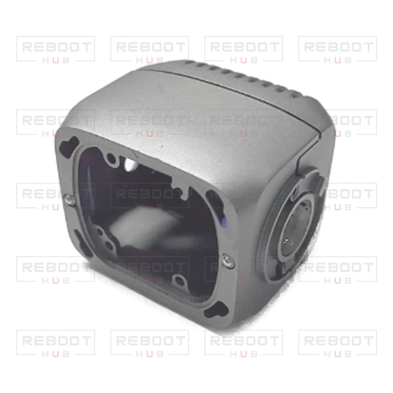 DJI Air 2S Gimbal Lens Frame with Rear Cover close detail view on white with Reboot Hub watermark overlay