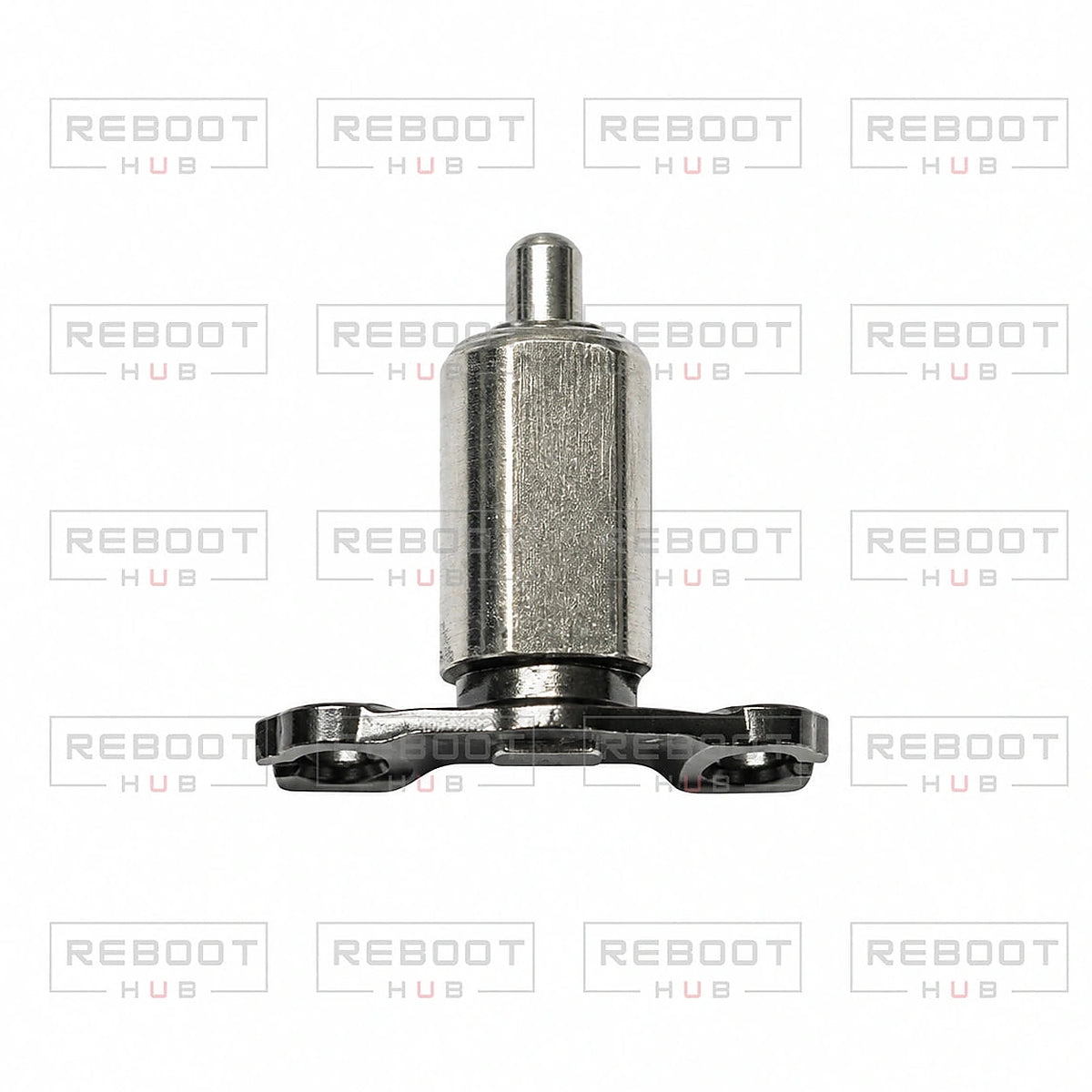 DJI Air 3 Front Arm Pivot Shaft Right close detail view on white with Reboot Hub watermark overlay