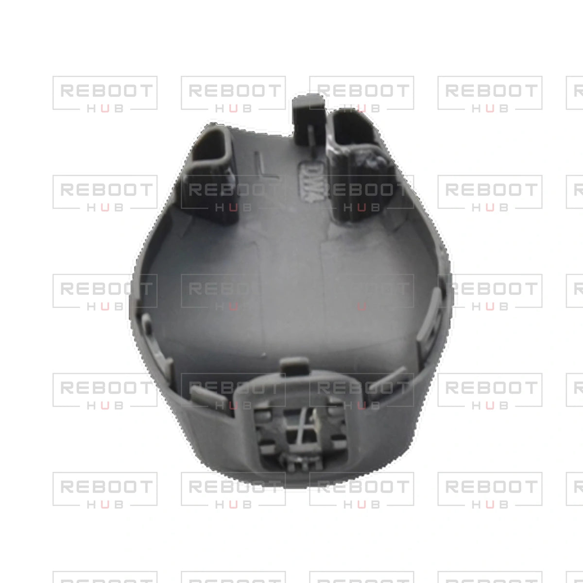 OEM-pulled DJI Air 3S Rear Landing Gear Foot Pad Left on white with Reboot Hub watermark overlay — source view 3