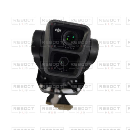OEM-pulled DJI Air 3 Gimbal Camera Assembly with Lens on white with Reboot Hub watermark overlay — source view 1