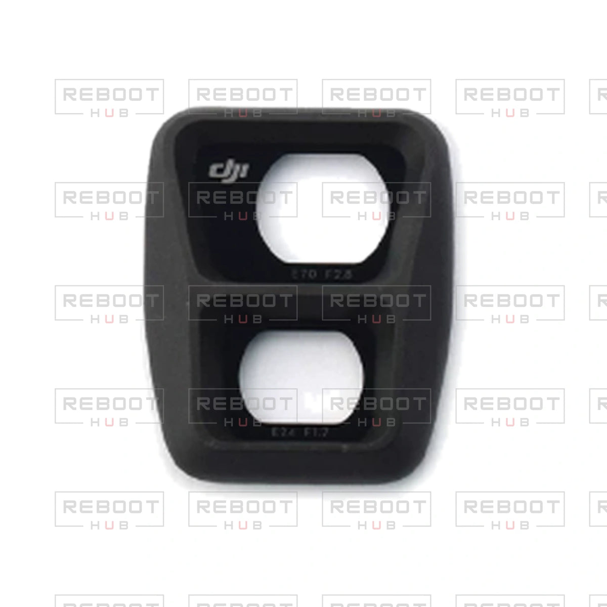 OEM-pulled DJI Air 3 Gimbal Filter Assembly with Glass on white with Reboot Hub watermark overlay — view 3