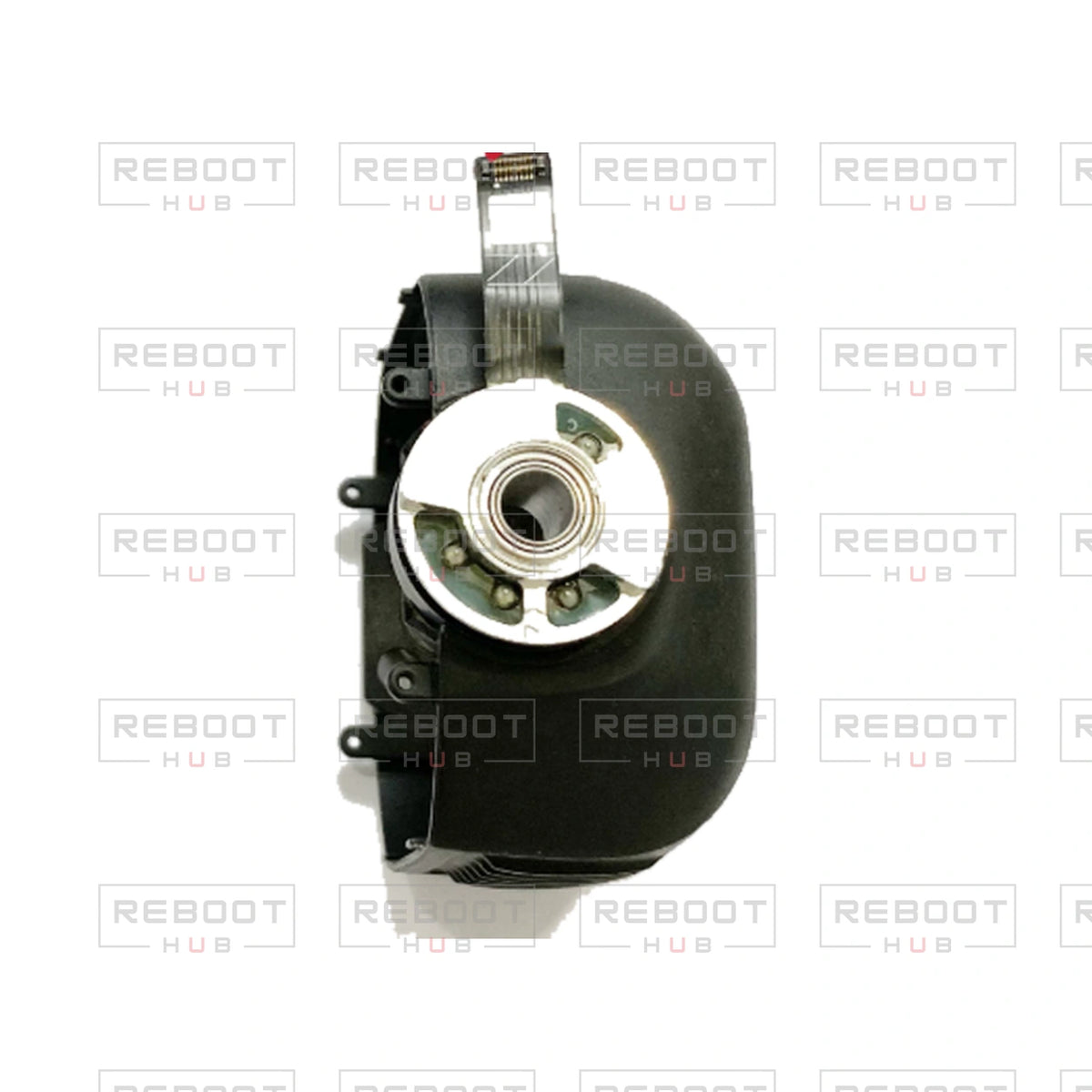 OEM-pulled DJI Air 3S Camera Frame Rear Cover with Pitch Motor on white with Reboot Hub watermark overlay — view 2