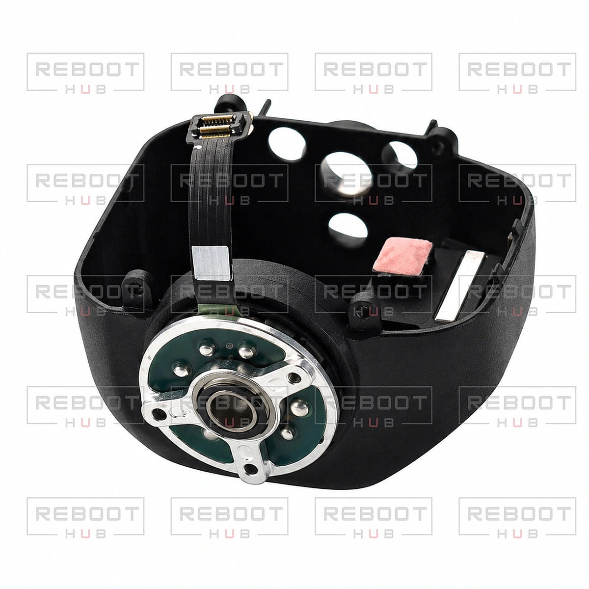 DJI Air 3 Camera Frame with Pitch Motor close detail view on white with Reboot Hub watermark overlay