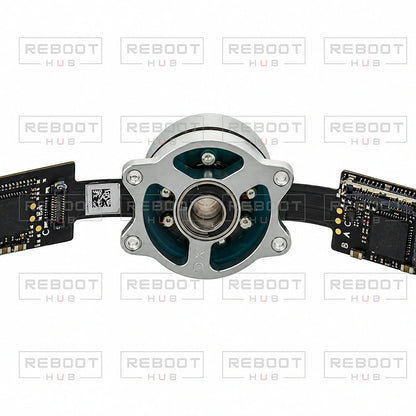 DJI Air 3 Gimbal Roll Motor close detail view on white with Reboot Hub watermark overlay
