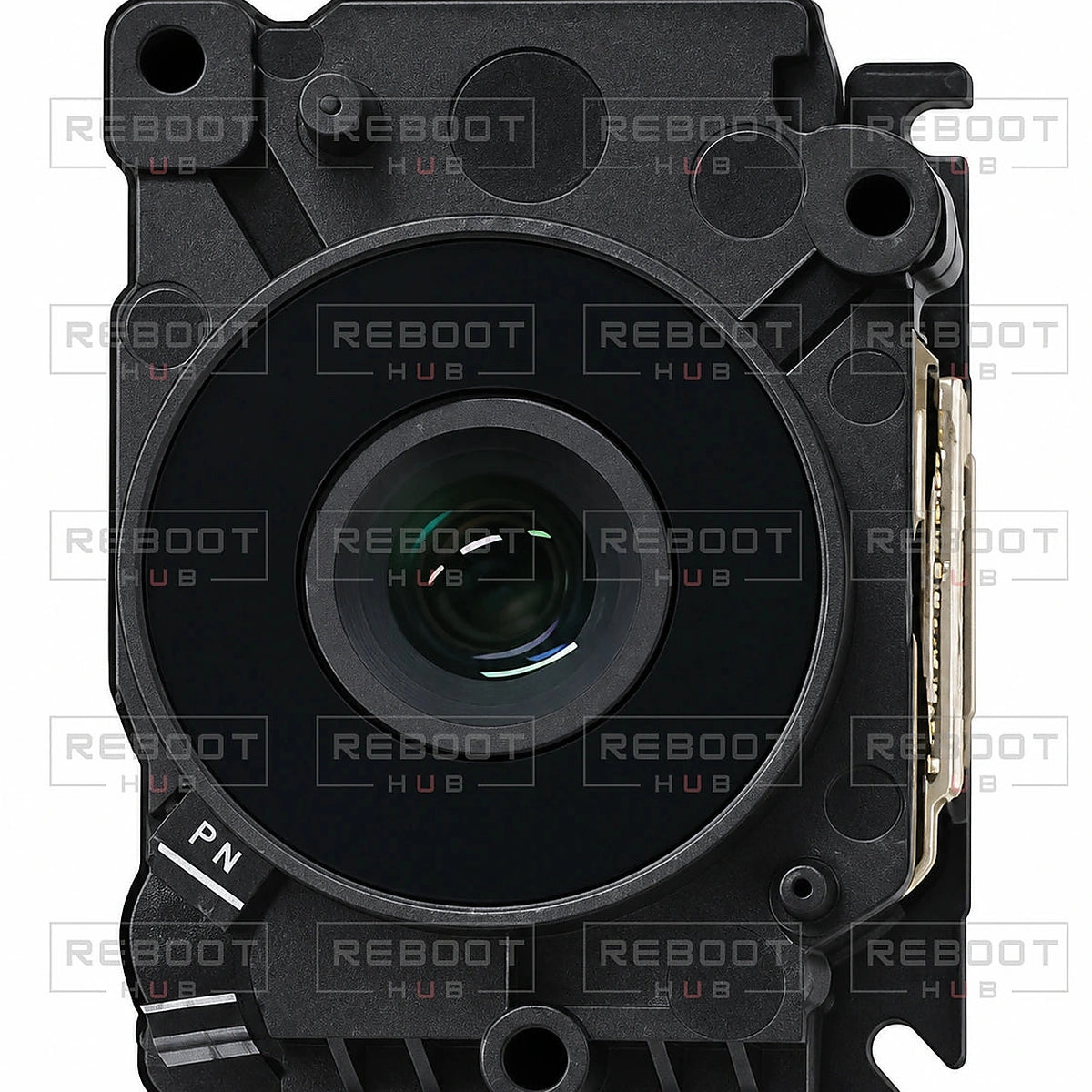 DJI Air 3 Main Camera Lens Core close detail view on white with Reboot Hub watermark overlay