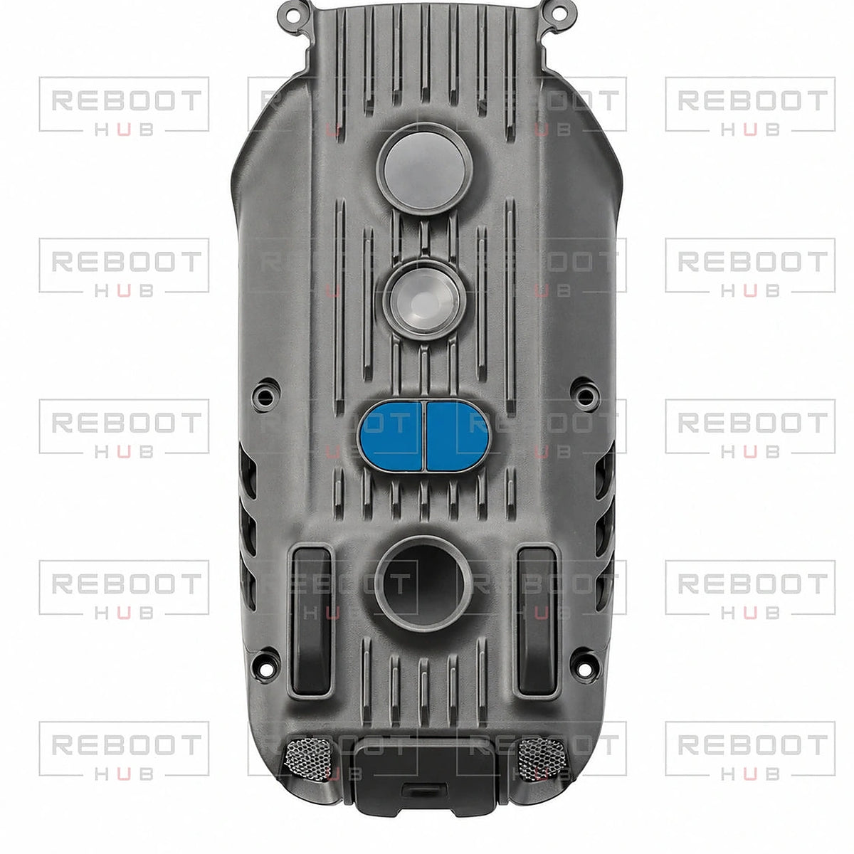 DJI Air 3 Bottom Shell close detail view on white with Reboot Hub watermark overlay