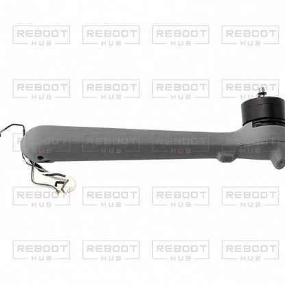 DJI Air 3S Rear Arm Shell with Faulty Motor Right close detail view on white with Reboot Hub watermark overlay