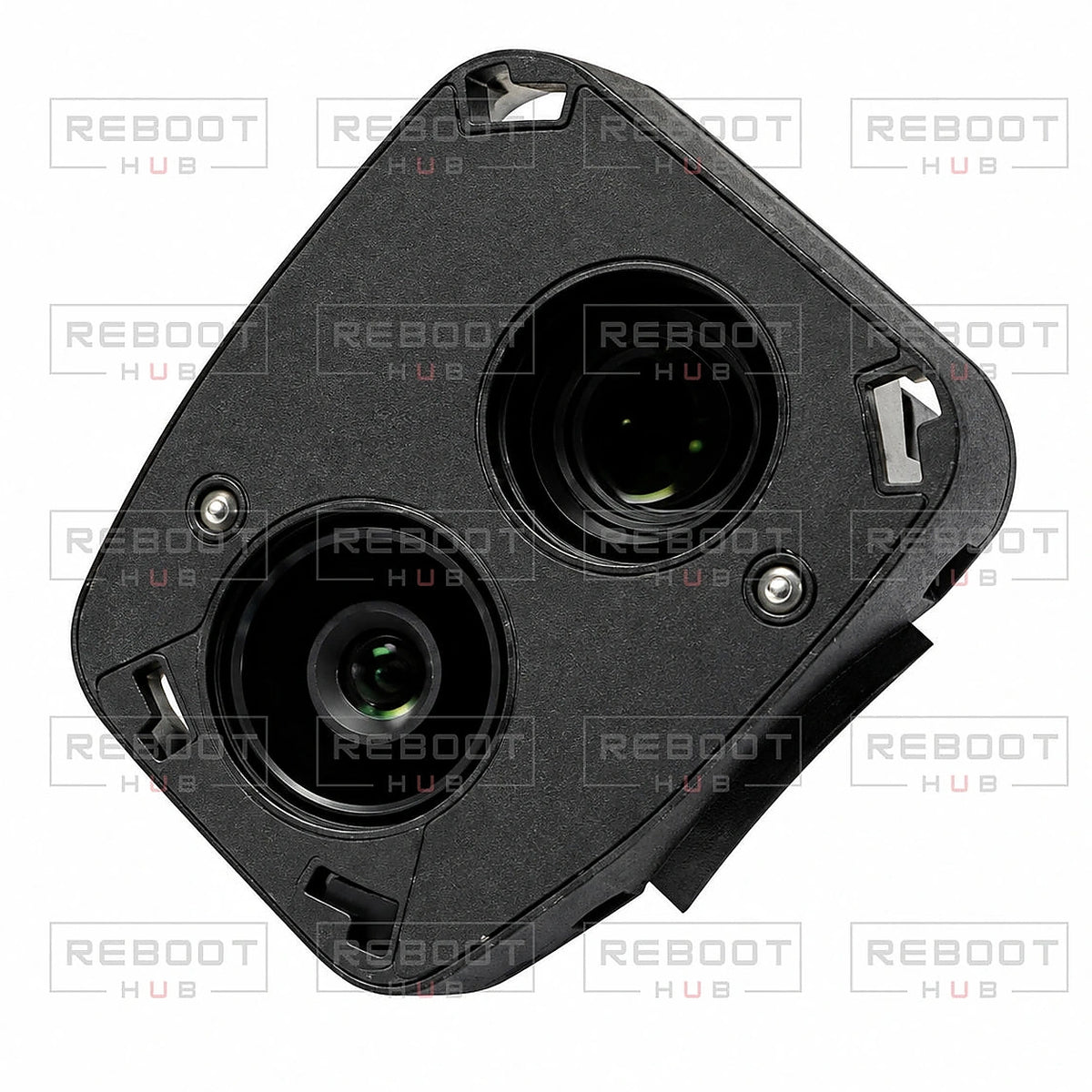 DJI Air 3 Camera Lens Module close detail view on white with Reboot Hub watermark overlay