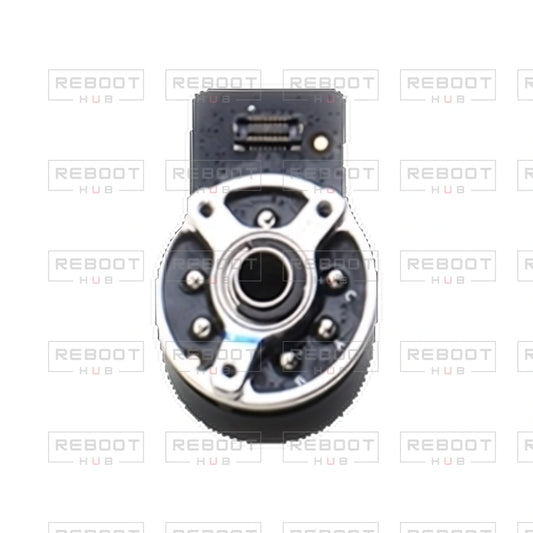 OEM-pulled DJI Air 3S Gimbal Yaw Motor on white with Reboot Hub watermark overlay — source view 1