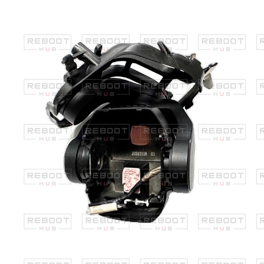 OEM-pulled DJI Air 3S Gimbal Axis Arm Assembly without Lens on white with Reboot Hub watermark overlay — source view 1