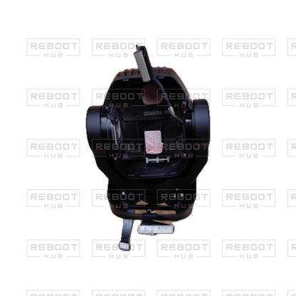OEM-pulled DJI Air 3S Gimbal Axis Arm Assembly without Lens on white with Reboot Hub watermark overlay — source view 2