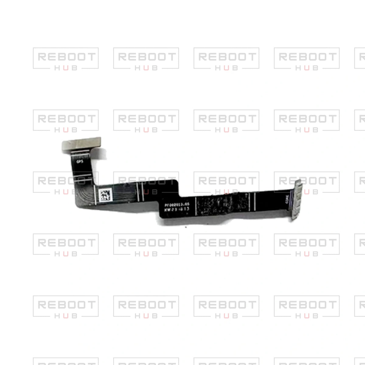 OEM-pulled DJI Air 3S GPS Flexible Flat Cable on white with Reboot Hub watermark overlay — view 3