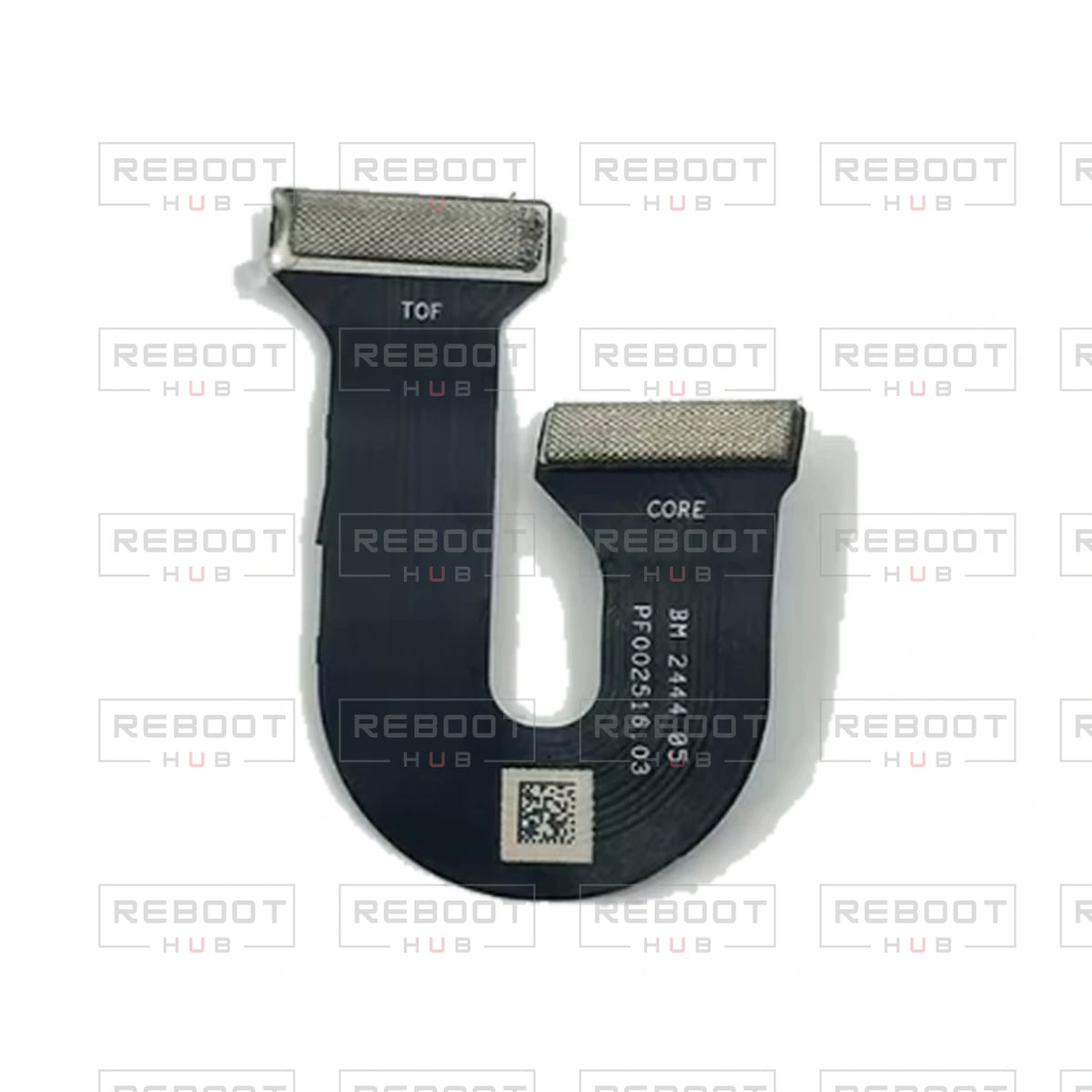 OEM-pulled DJI Air 3S Downward Vision Flexible Flat Cable on white with Reboot Hub watermark overlay — view 3