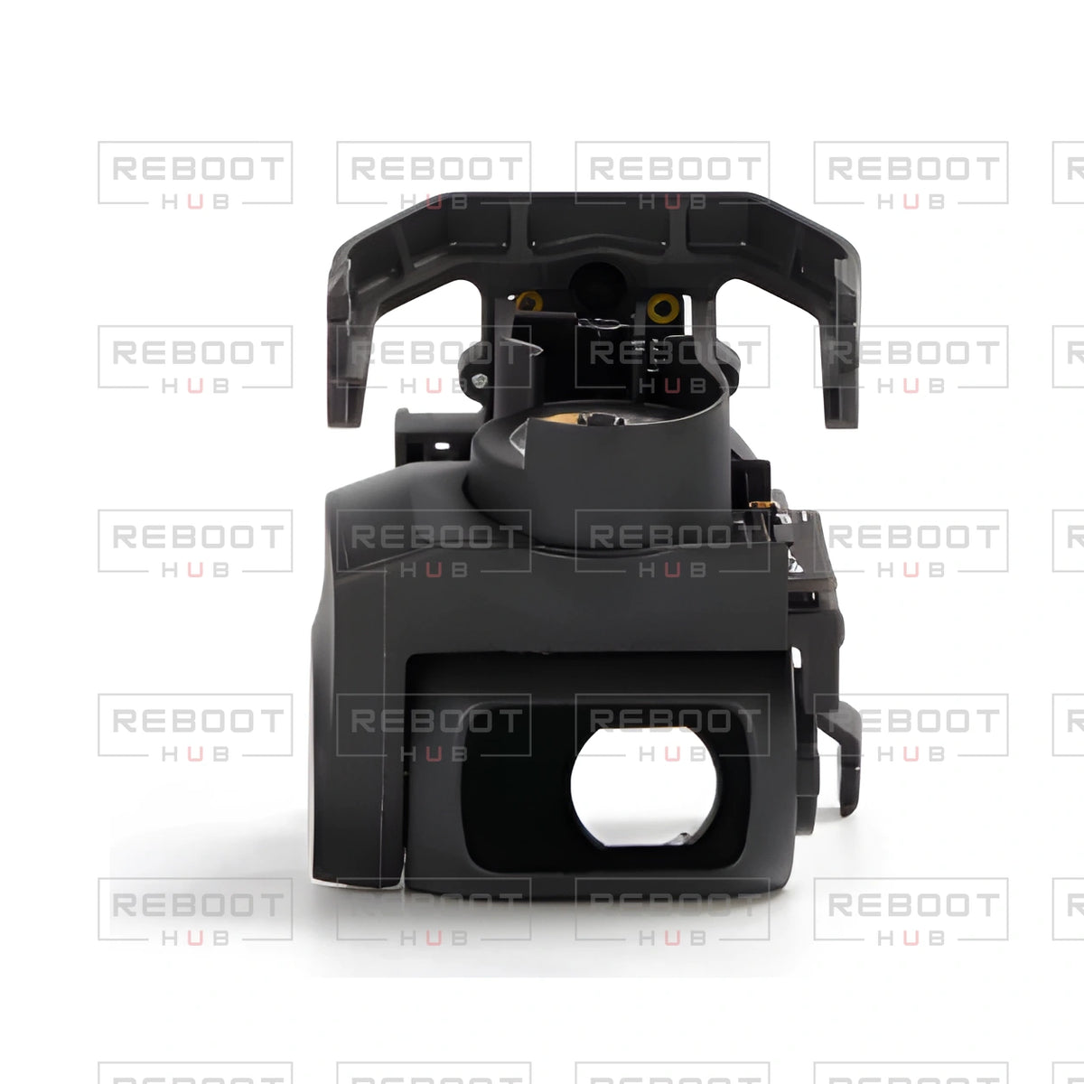 Close detail of OEM-pulled DJI Mavic Mini Gimbal Axis Arm Assembly without Lens with Reboot Hub watermark overlay