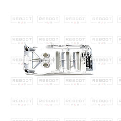 OEM-pulled DJI Mavic Mini Bottom Shell on white with Reboot Hub watermark overlay — view 2