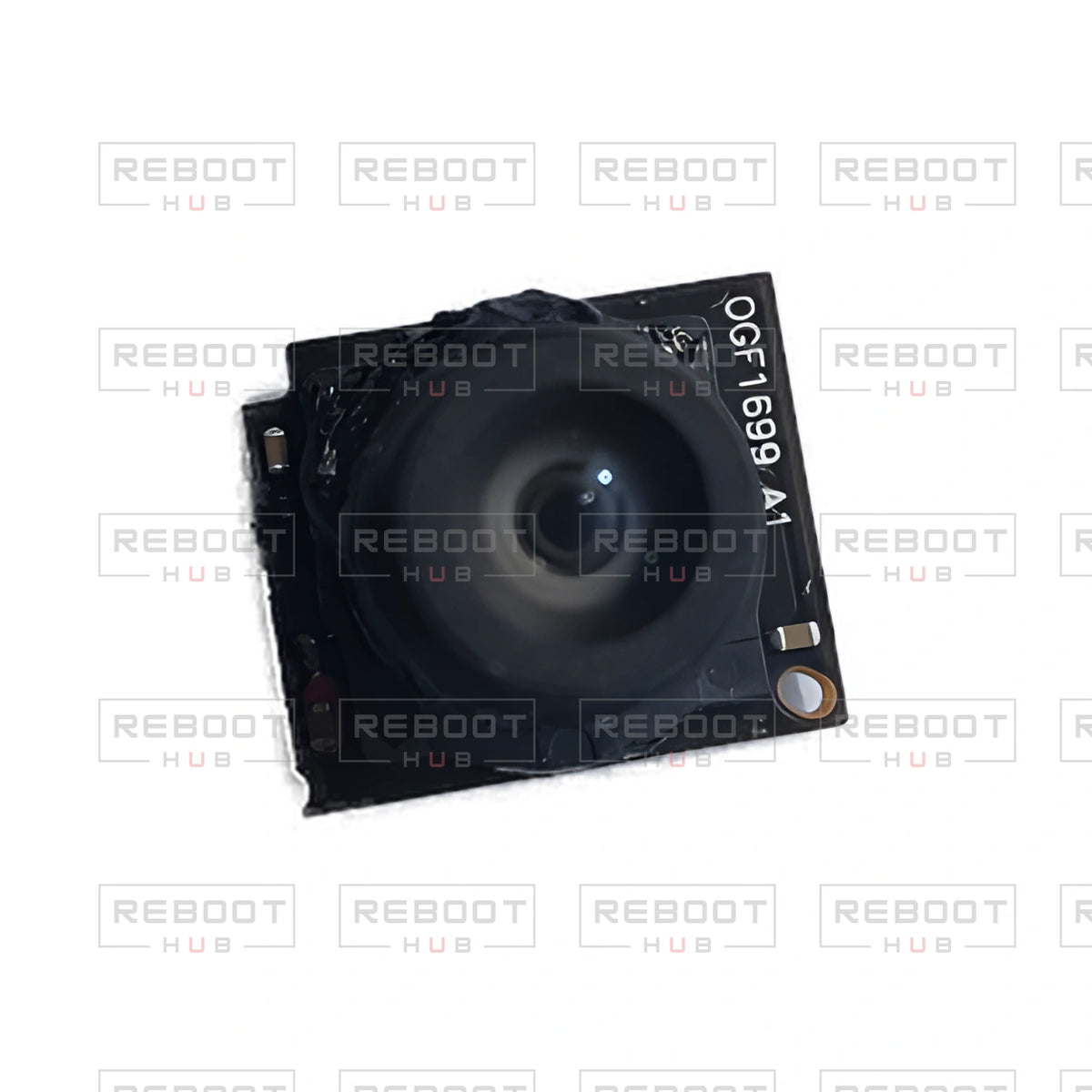 OEM-pulled DJI Mavic Mini Camera Lens Core on white with Reboot Hub watermark overlay — view 2