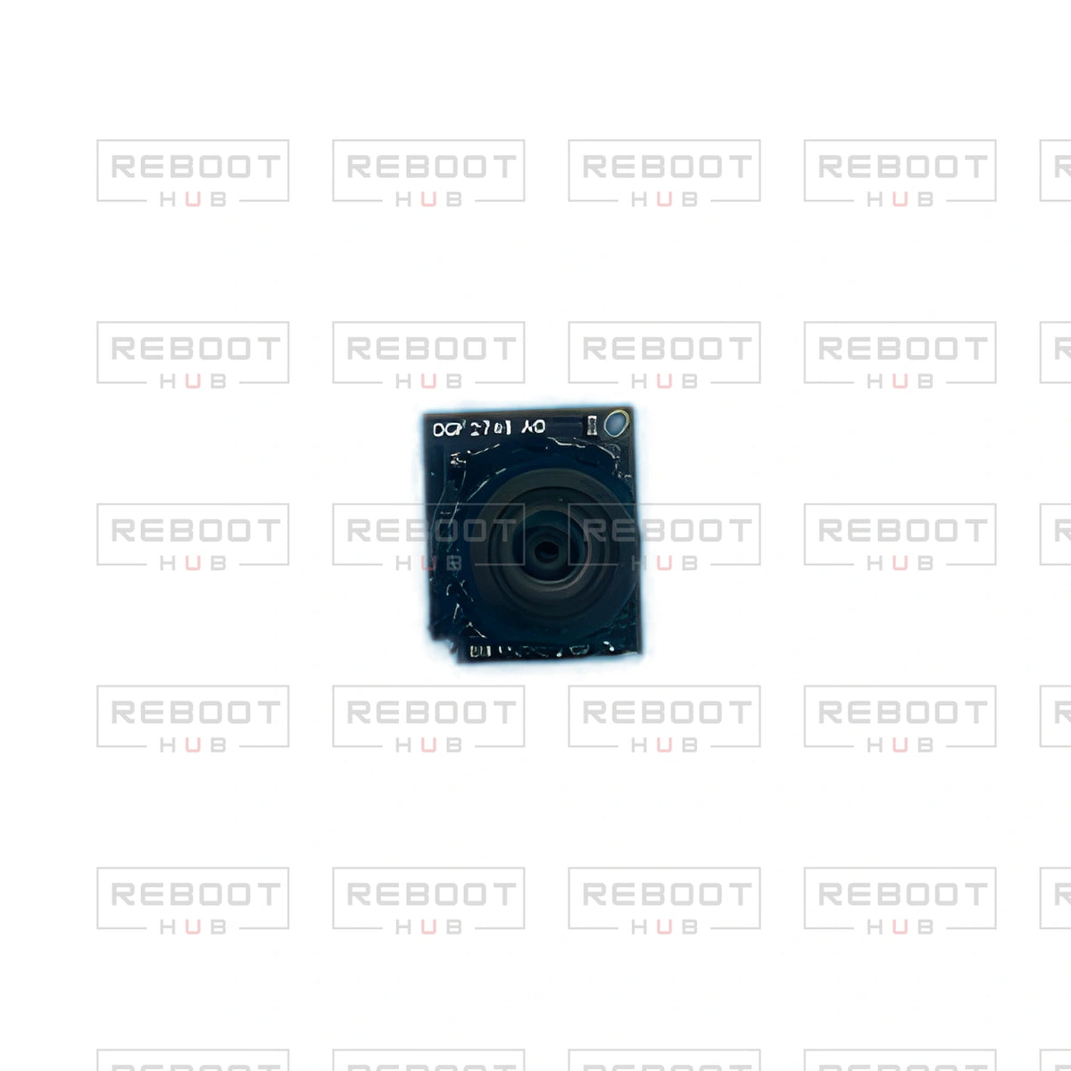 OEM-pulled DJI Mavic Mini Camera Lens Core on white with Reboot Hub watermark overlay — view 4