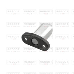 OEM-pulled DJI Mavic Mini Front Arm Hinge Axis Left on white with Reboot Hub watermark overlay — view 2