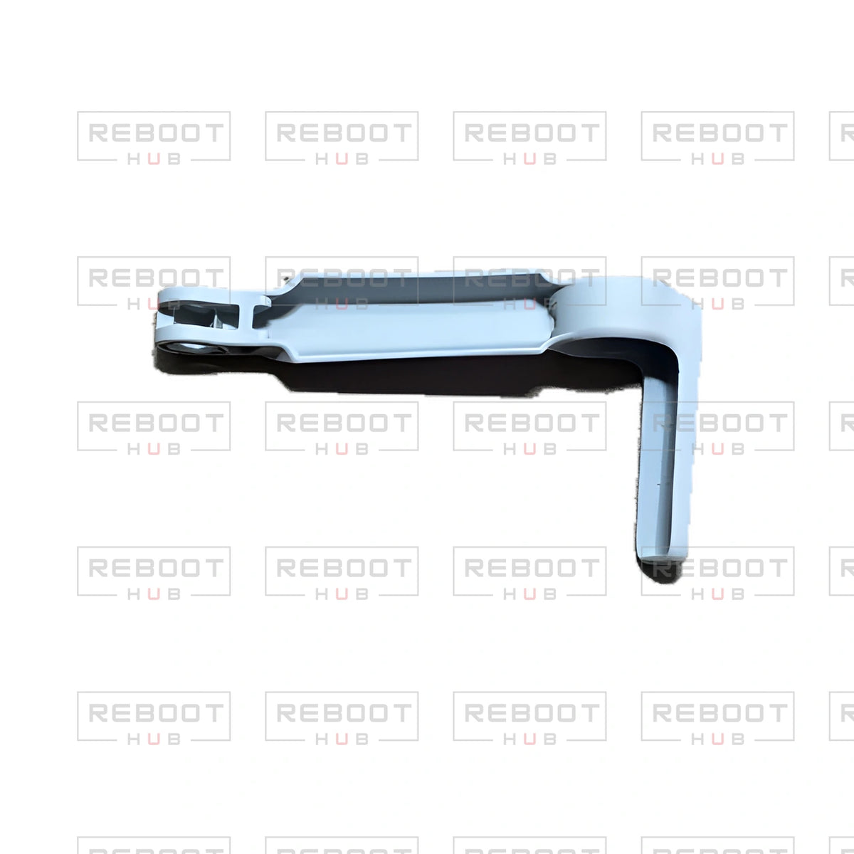 OEM-pulled DJI Mavic Mini Front Arm Shell Right on white with Reboot Hub watermark overlay — view 2