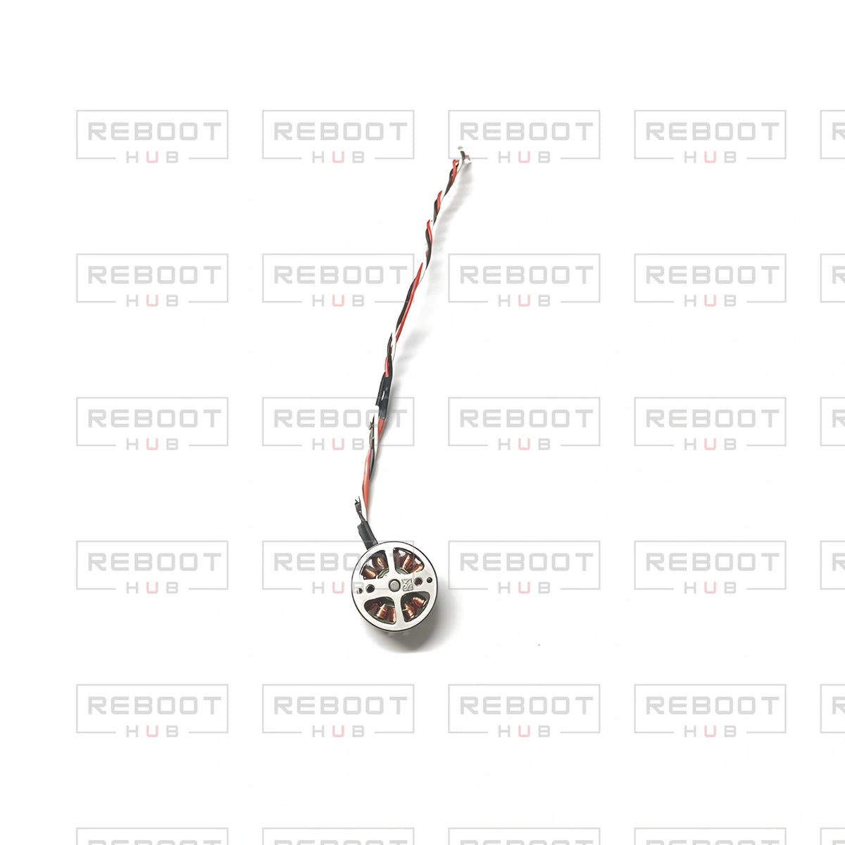 OEM-pulled DJI Mavic Mini Motor on white with Reboot Hub watermark overlay — view 1