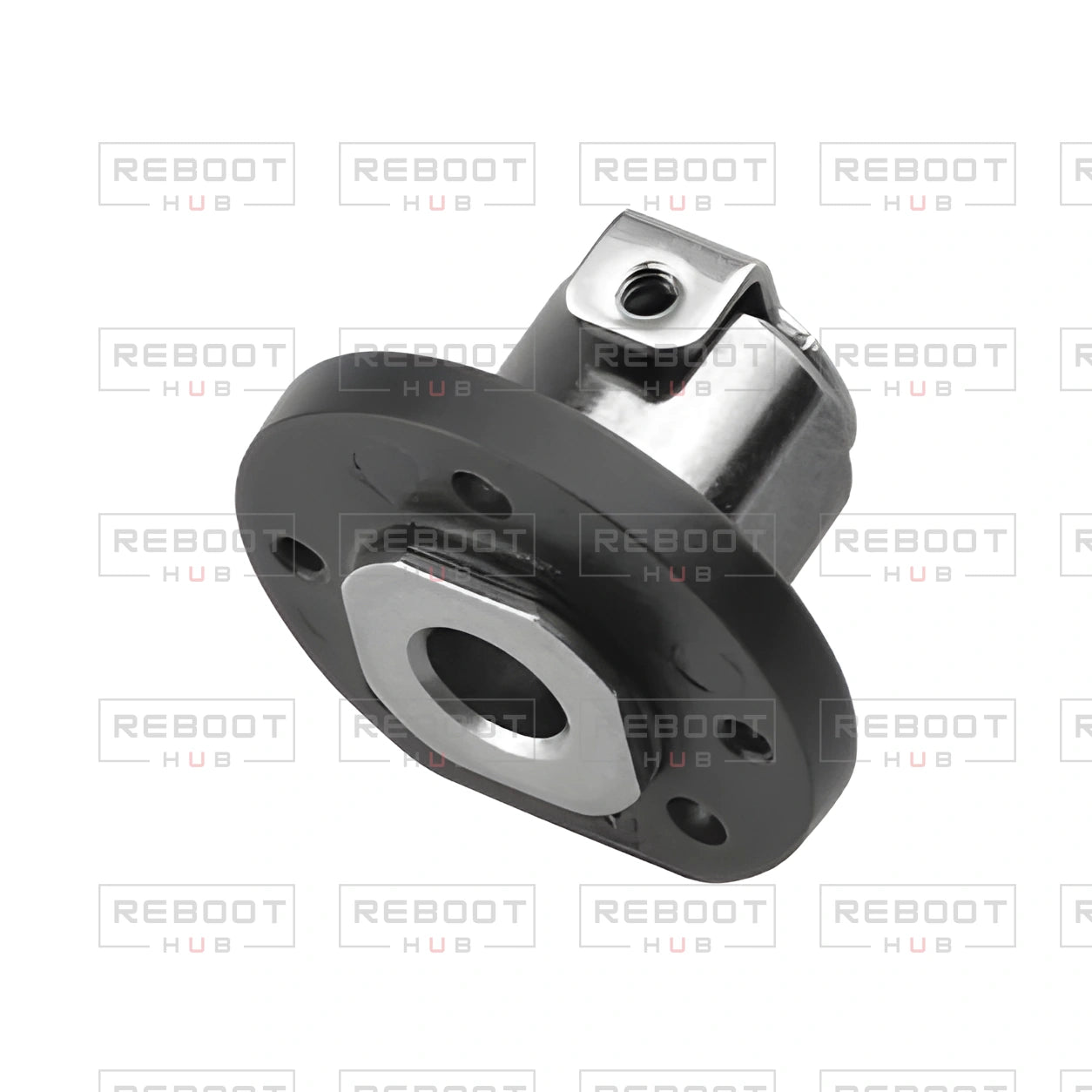 OEM-pulled DJI Mavic Mini Rear Arm Hinge Axis Left on white with Reboot Hub watermark overlay — view 1