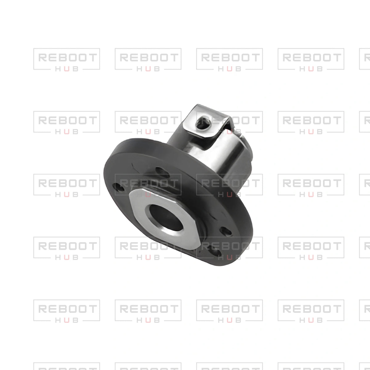 OEM-pulled DJI Mavic Mini Rear Arm Hinge Axis Right on white with Reboot Hub watermark overlay — view 2