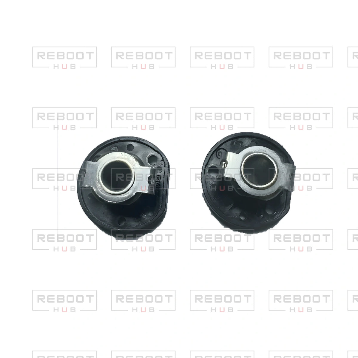 OEM-pulled DJI Mavic Mini Rear Arm Hinge Axis Right on white with Reboot Hub watermark overlay — view 3