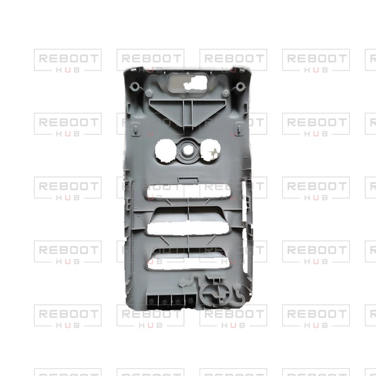 OEM-pulled DJI Mini 2 Bottom Shell on white with Reboot Hub watermark overlay — view 1